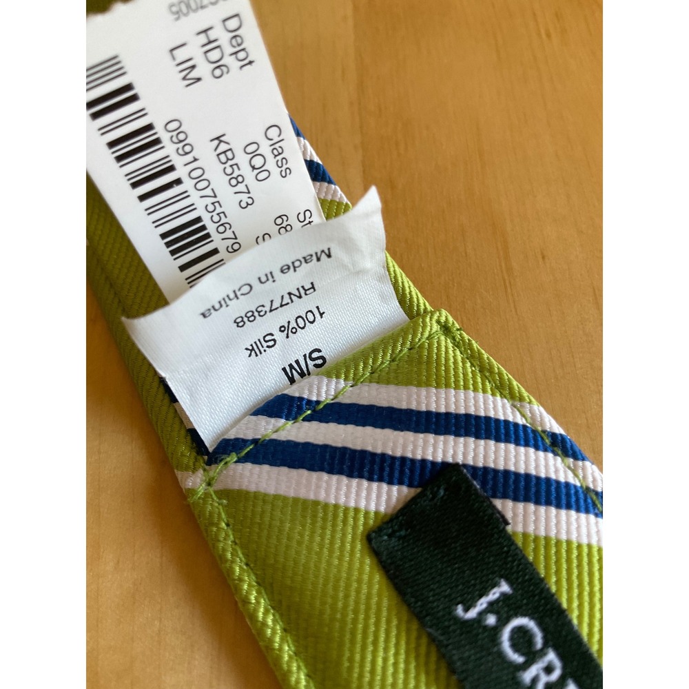 J.Crew Silk D-Ring Belt Green Navy White Striped KB5873 Womens S/M - Picture 4 of 6